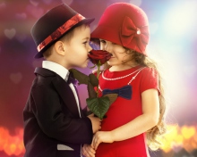 Cute Kids Couple With Rose wallpaper 220x176