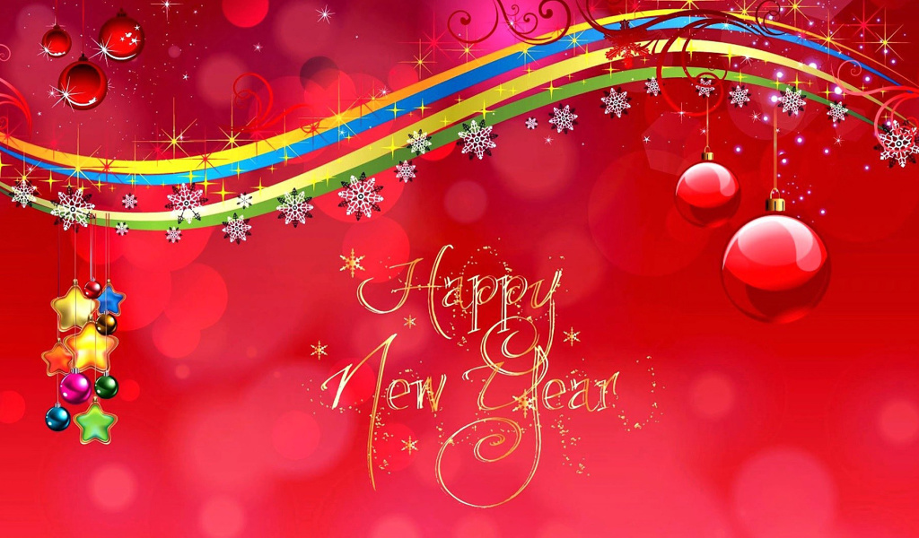 Sfondi Happy New Year Red Design 1024x600