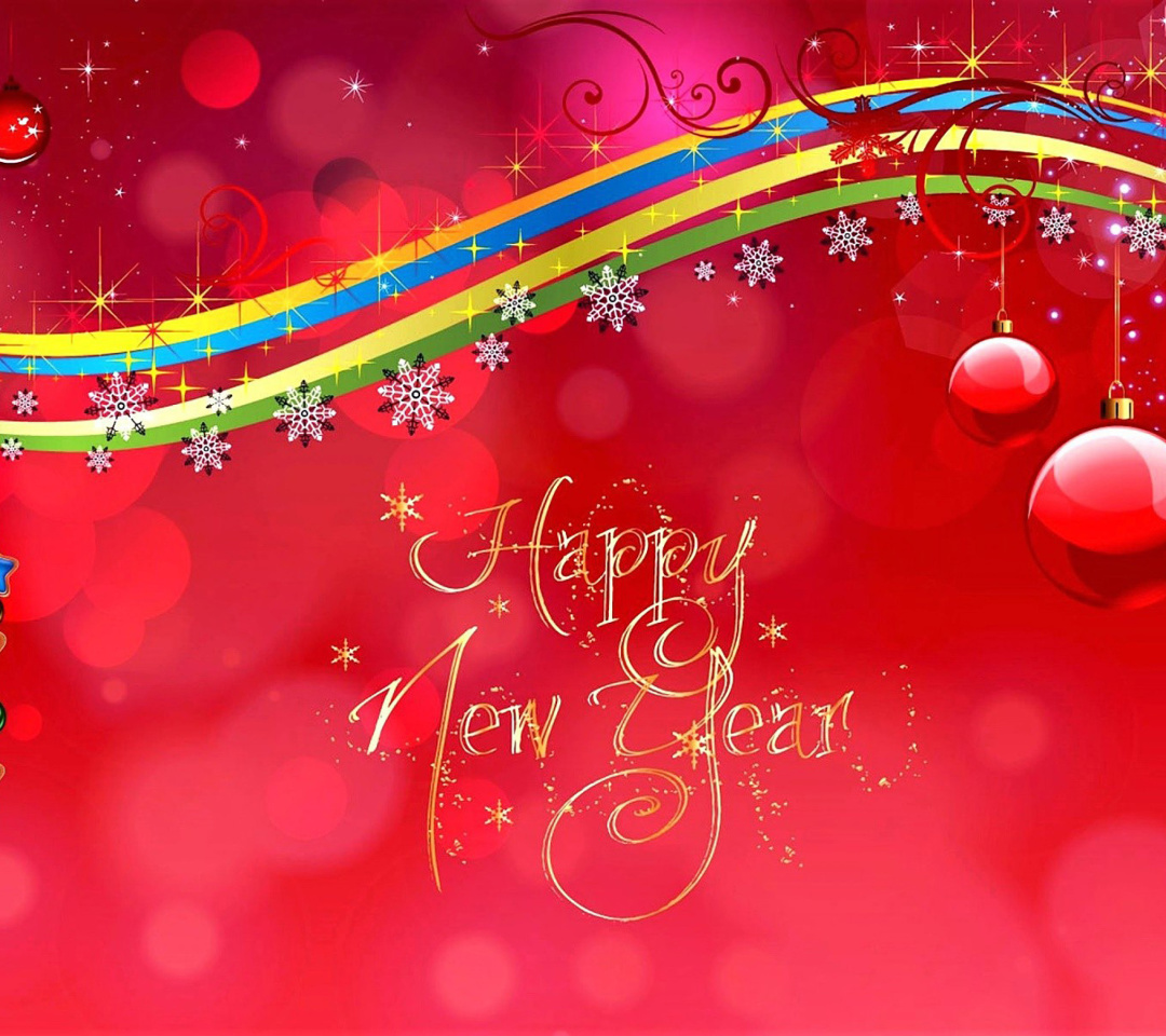 Das Happy New Year Red Design Wallpaper 1080x960