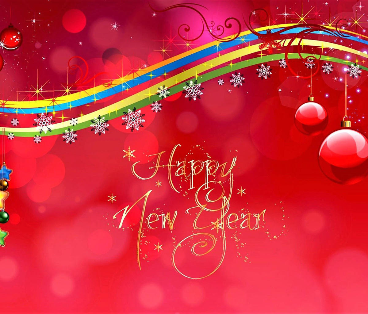 Happy New Year Red Design wallpaper 1200x1024