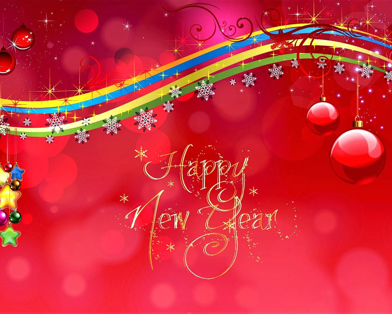Das Happy New Year Red Design Wallpaper 1280x1024