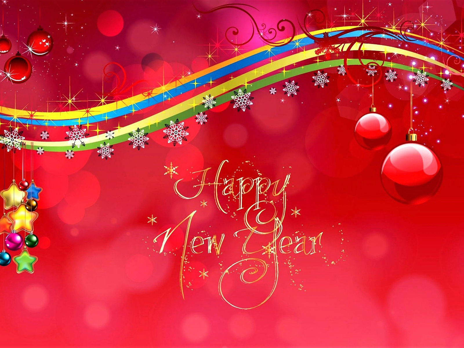 Das Happy New Year Red Design Wallpaper 1600x1200