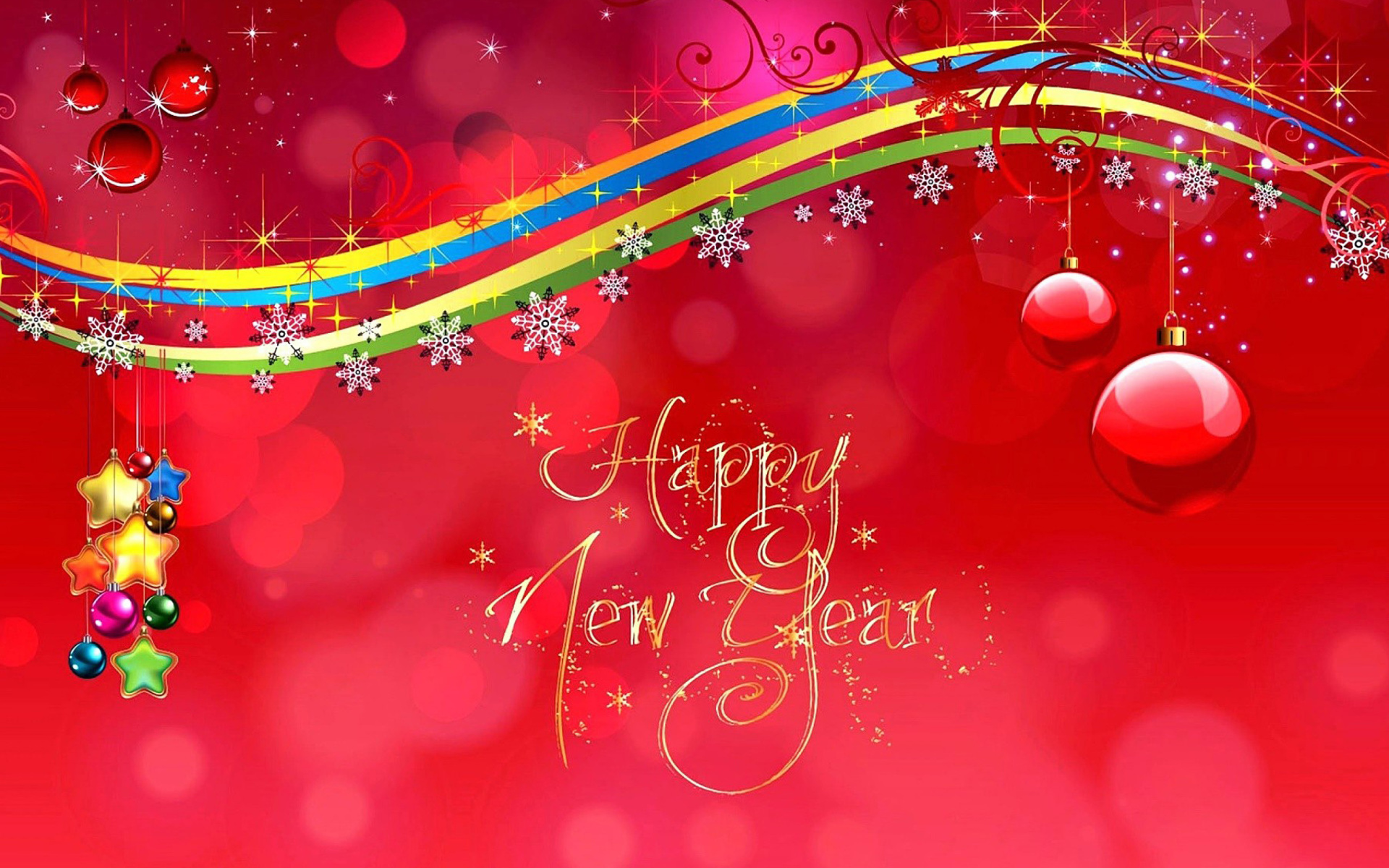 Happy New Year Red Design wallpaper 1920x1200