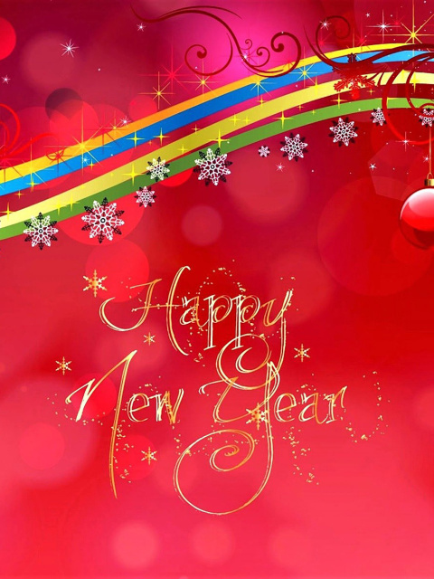 Happy New Year Red Design wallpaper 480x640