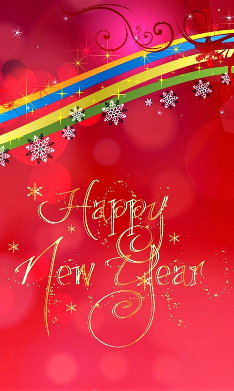 Happy New Year Red Design wallpaper 480x800