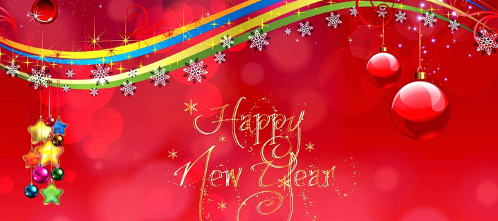 Обои Happy New Year Red Design 720x320