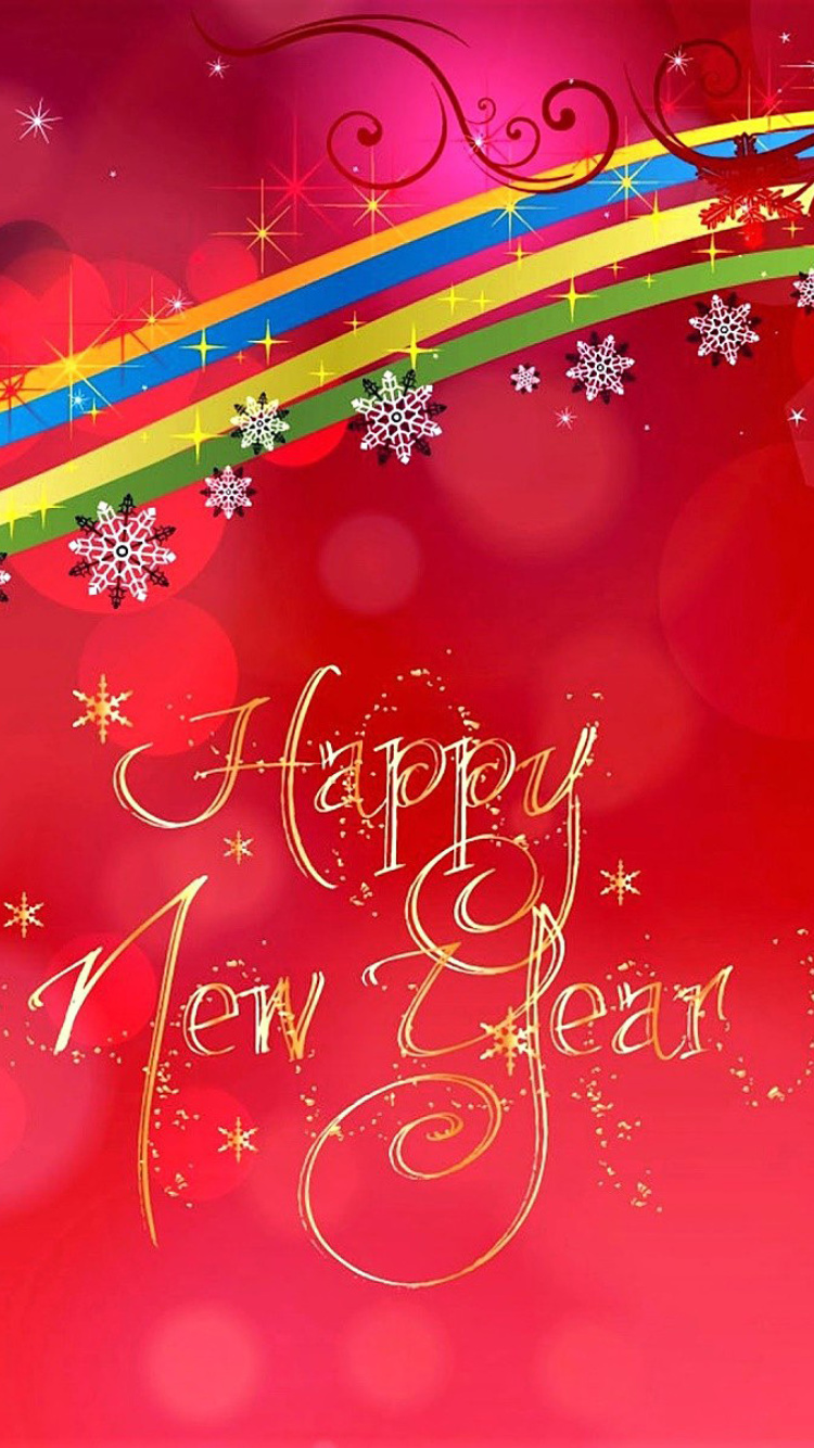 Happy New Year Red Design wallpaper 750x1334