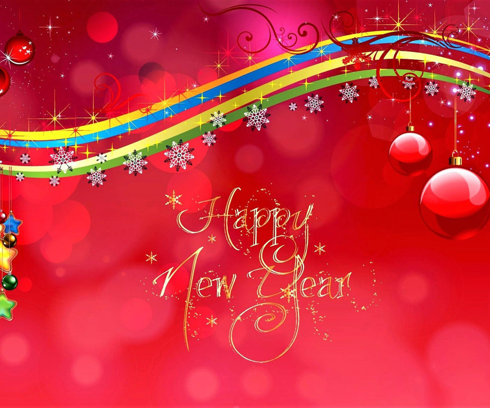 Happy New Year Red Design wallpaper 960x800