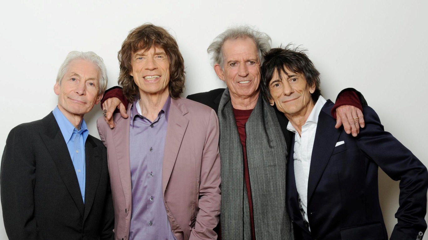 Rolling Stones, Mick Jagger, Keith Richards, Charlie Watts, Ron Wood wallpaper 1366x768