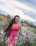 Happy Girl In Field wallpaper 128x160