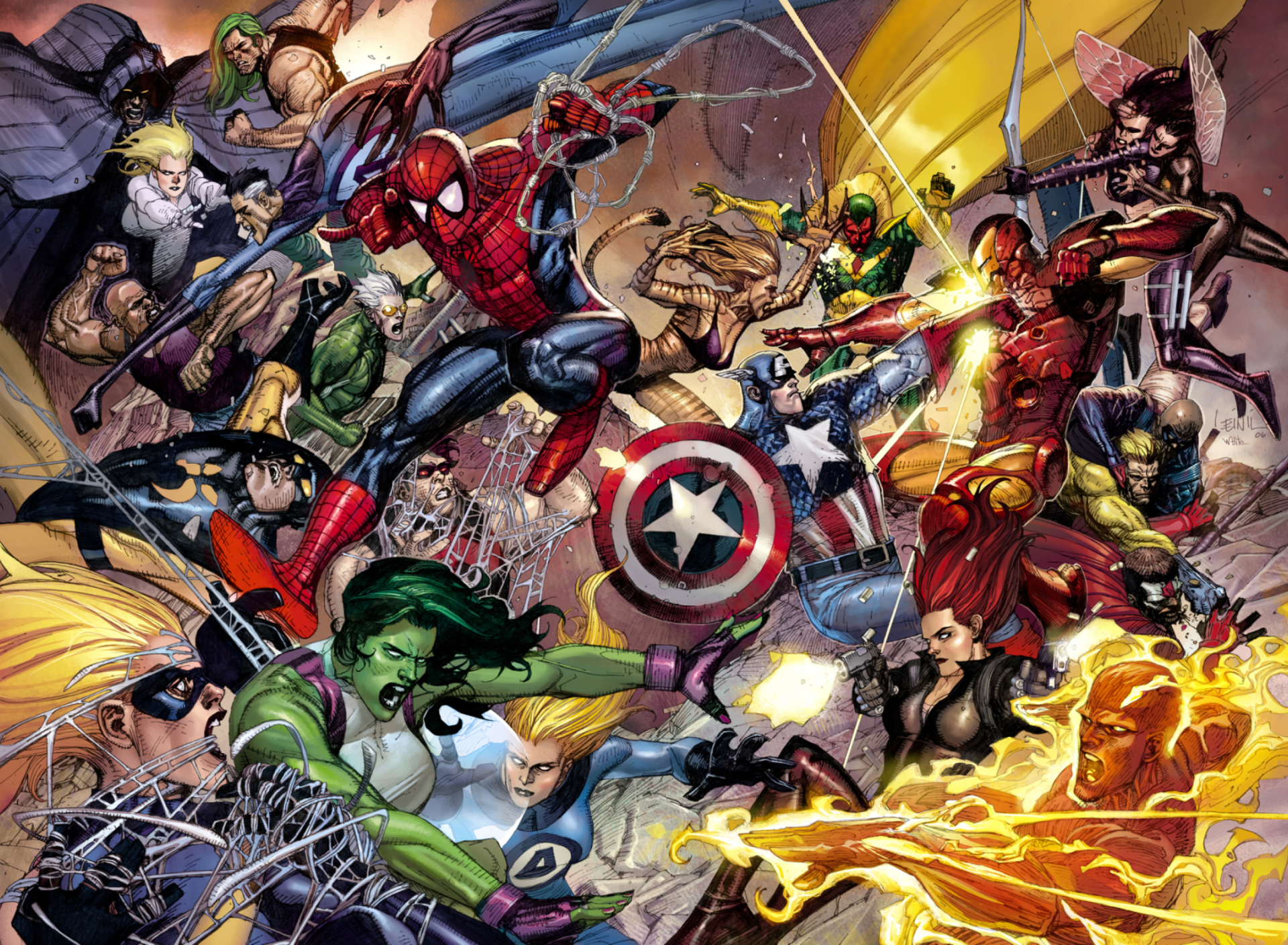 Fondo de pantalla Marvel Civil War 1920x1408