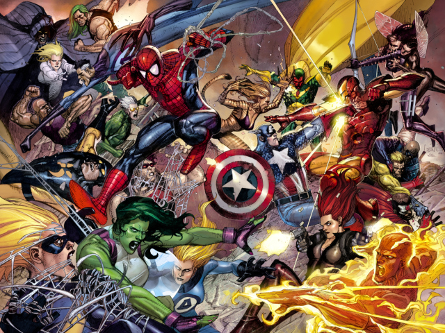 Fondo de pantalla Marvel Civil War 640x480