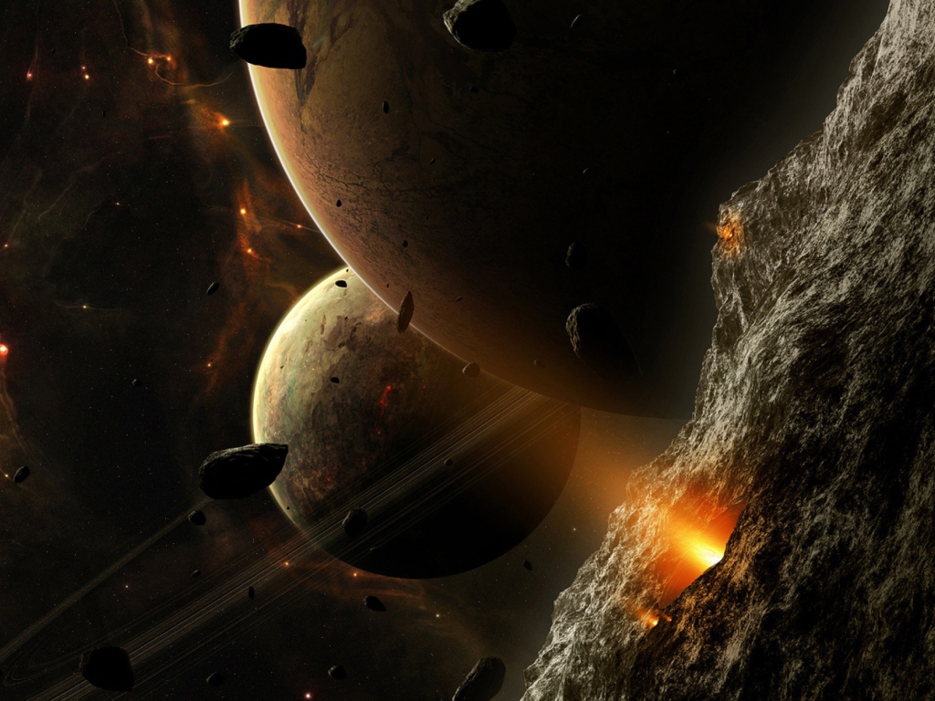 Das Asteroids And Planets Wallpaper 1024x768