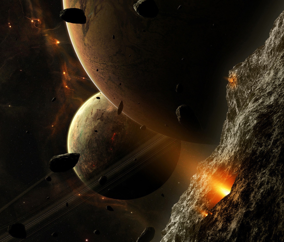 Fondo de pantalla Asteroids And Planets 1200x1024