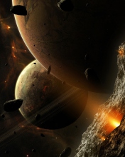 Asteroids And Planets wallpaper 176x220