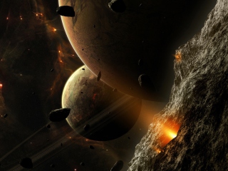 Das Asteroids And Planets Wallpaper 320x240