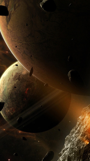 Das Asteroids And Planets Wallpaper 360x640