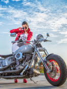 Обои Harley Davidson with Cute Girl 132x176