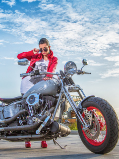 Sfondi Harley Davidson with Cute Girl 240x320