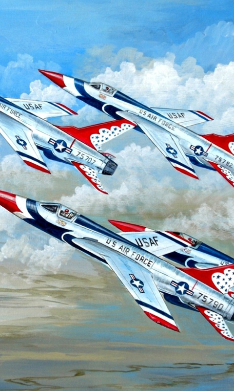 Das Republic F 105 Thunderchief Fighter Bomber Wallpaper 480x800