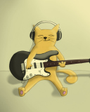 Drawing Of Funny Cat Playing Guitar wallpaper 128x160