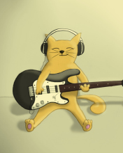 Das Drawing Of Funny Cat Playing Guitar Wallpaper 176x220