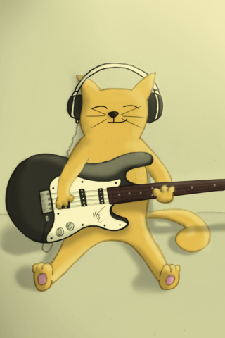 Das Drawing Of Funny Cat Playing Guitar Wallpaper 320x480