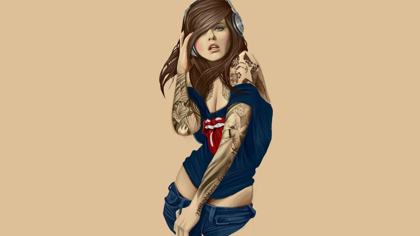 Fondo de pantalla Rocker girl 1366x768