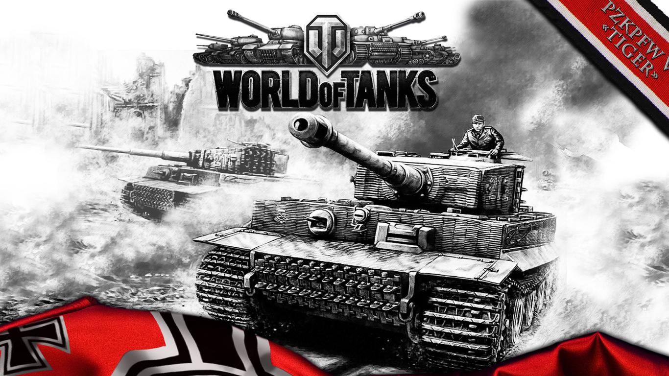 Das World of Tanks with Tiger Tank Wallpaper 1366x768