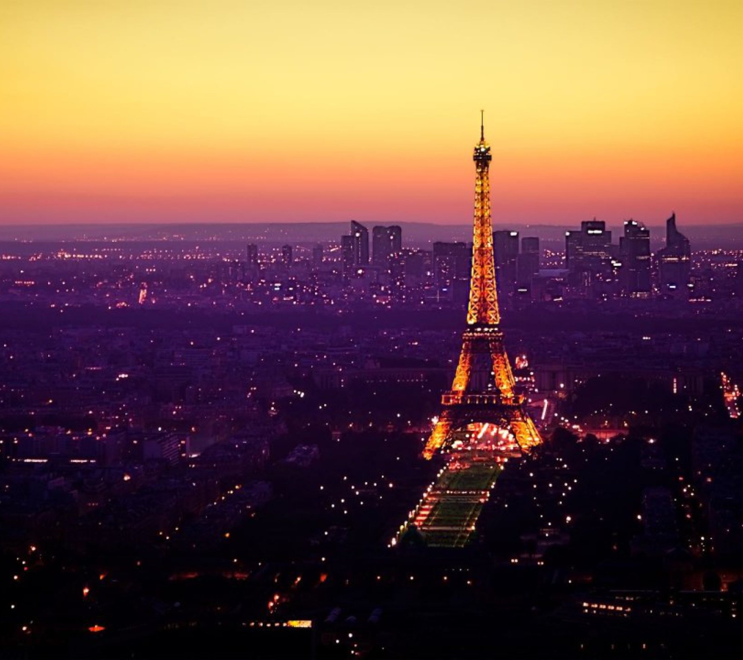 Обои Eiffel Tower And Paris City Lights 1080x960