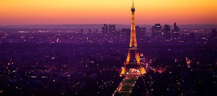 Das Eiffel Tower And Paris City Lights Wallpaper 720x320