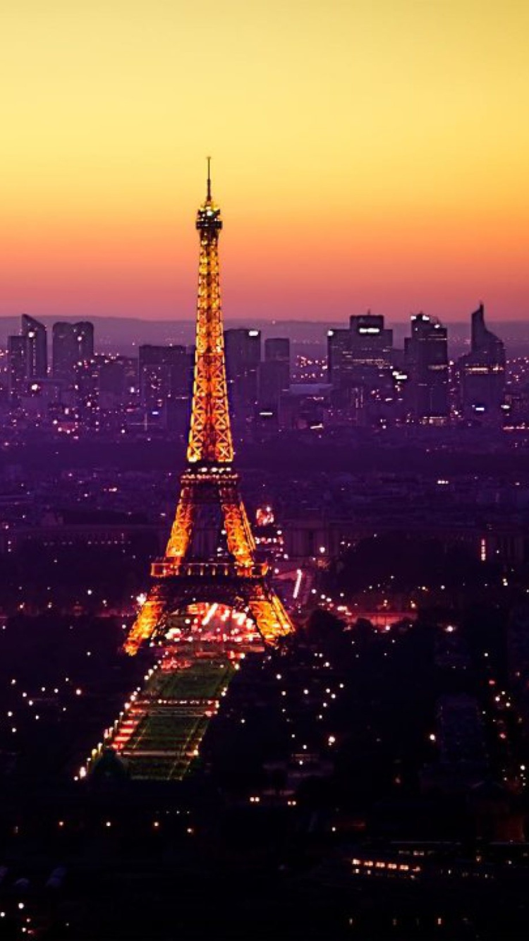 Eiffel Tower And Paris City Lights wallpaper 750x1334