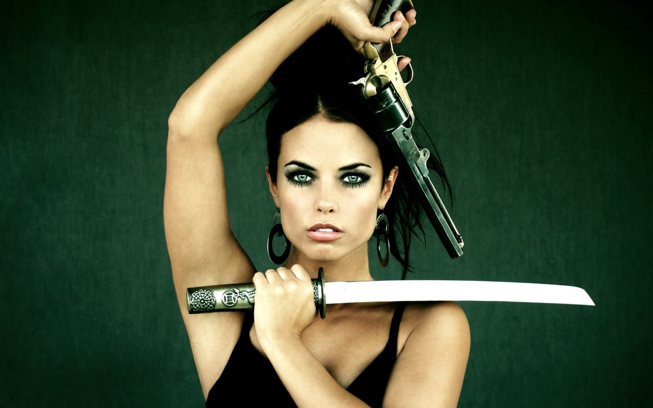 Warrior girl with swords wallpaper 1280x800