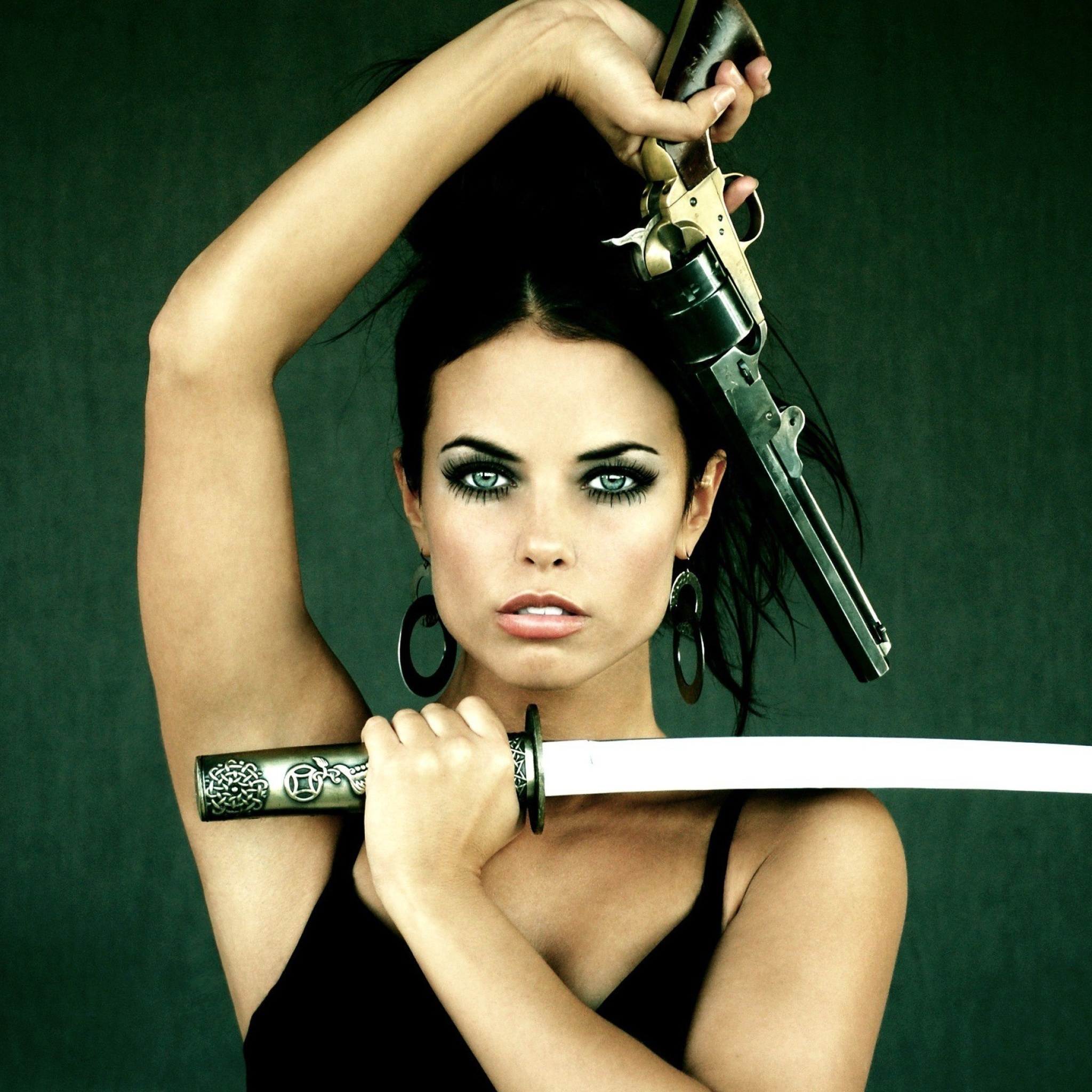 Warrior girl with swords wallpaper 2048x2048