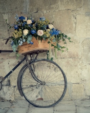 Sfondi Bicycle With Basket Full Of Flowers 176x220