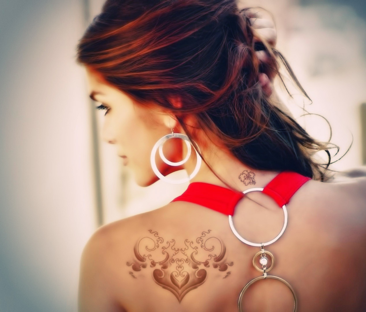 Girl With Tattoo On Her Back wallpaper 1200x1024