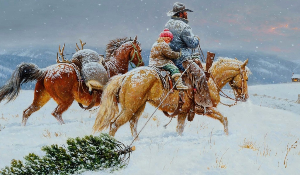Getting Ready For Christmas Painting wallpaper 1024x600