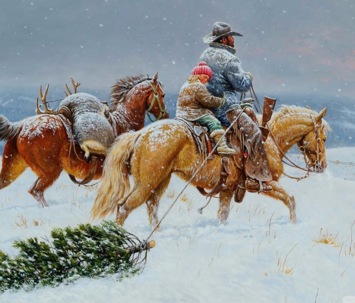 Das Getting Ready For Christmas Painting Wallpaper 1200x1024