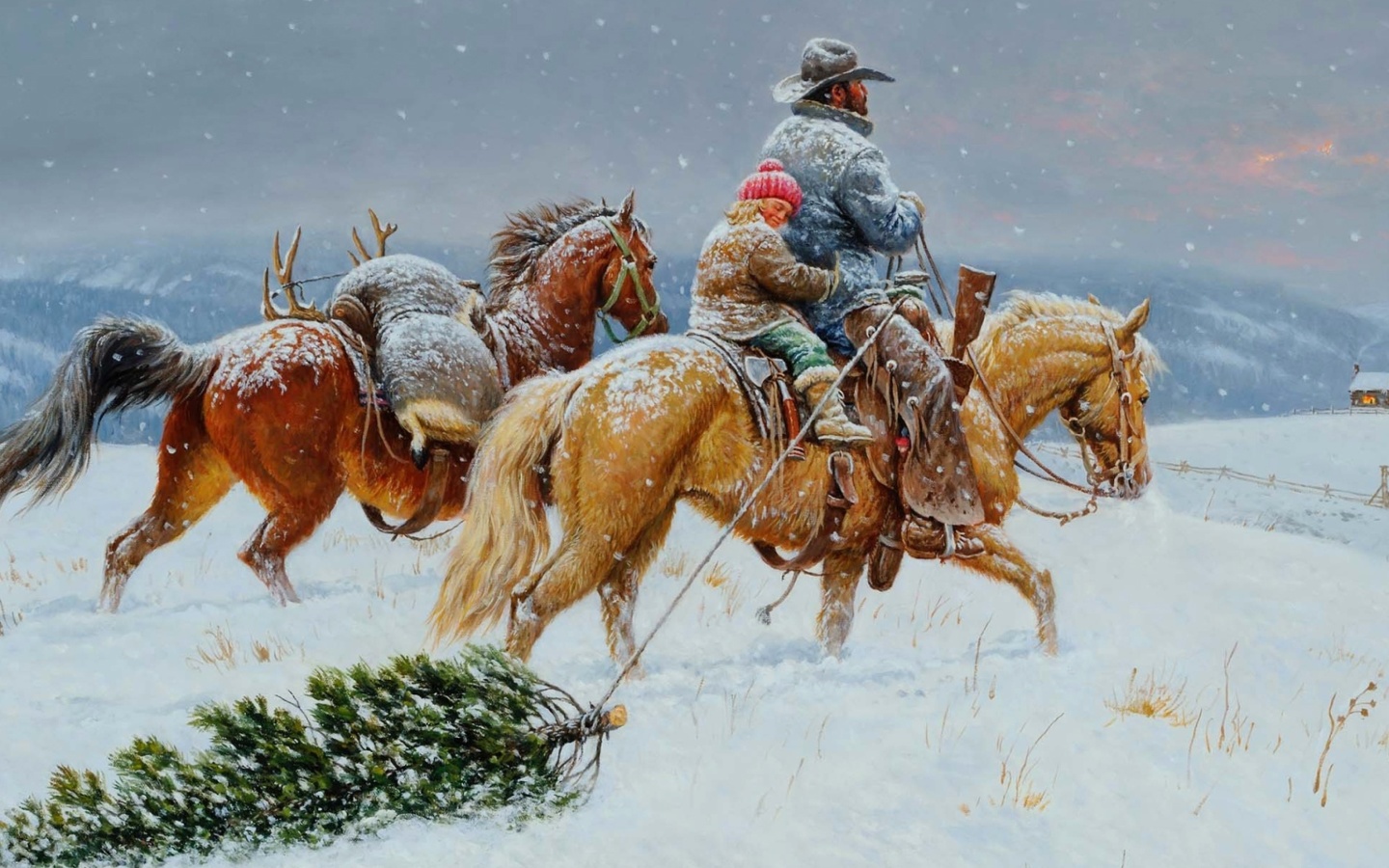 Обои Getting Ready For Christmas Painting 1440x900