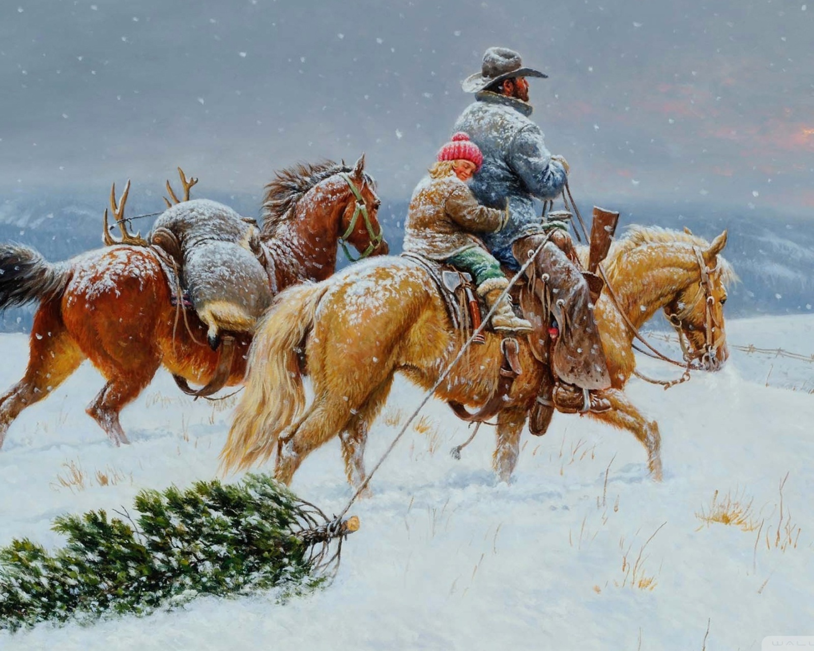 Das Getting Ready For Christmas Painting Wallpaper 1600x1280