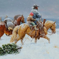 Das Getting Ready For Christmas Painting Wallpaper 208x208