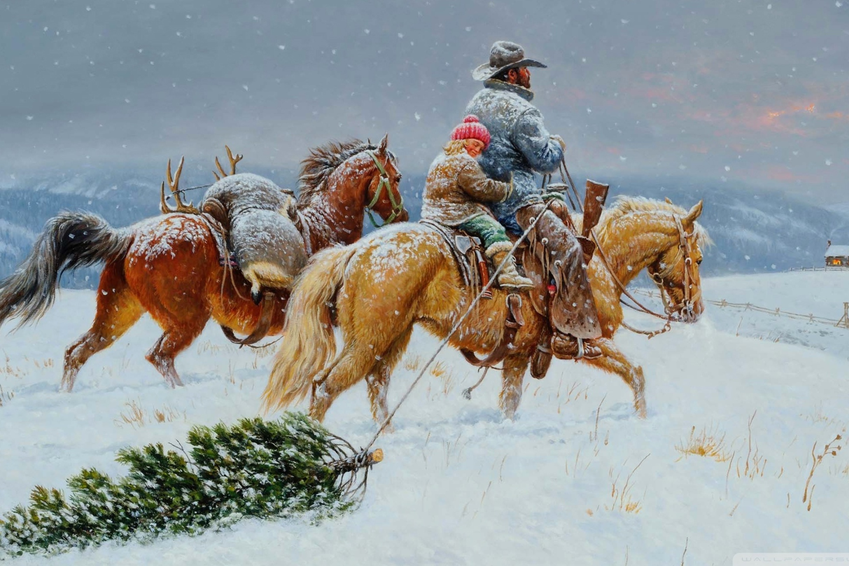 Getting Ready For Christmas Painting wallpaper 2880x1920