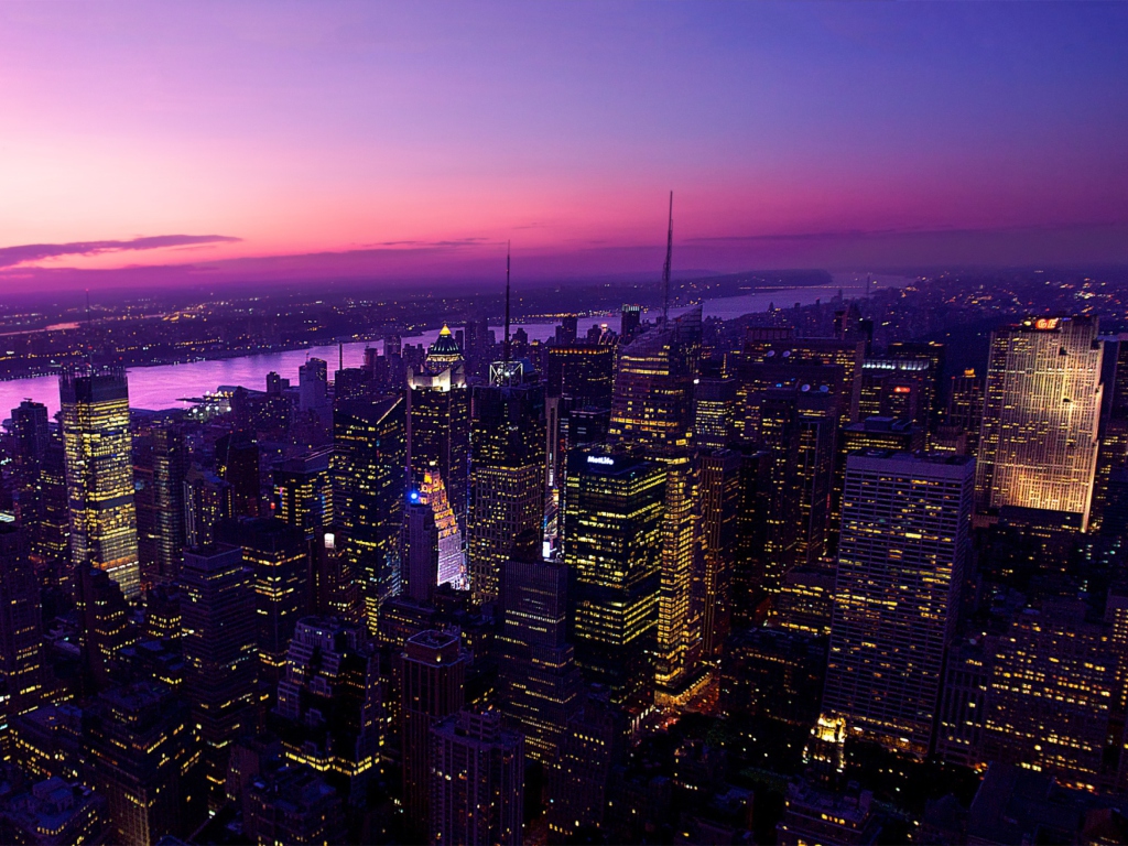 Twilight In New York City wallpaper 1024x768