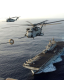 Das Aircraft Carrier And Helicopter Wallpaper 128x160