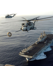 Sfondi Aircraft Carrier And Helicopter 176x220