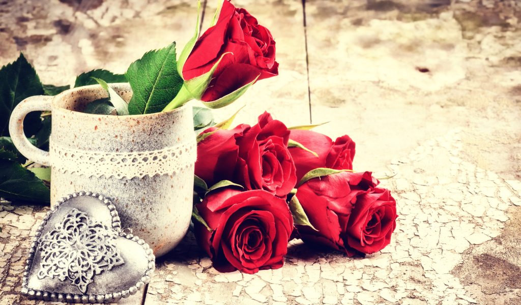 Valentines Day Roses wallpaper 1024x600
