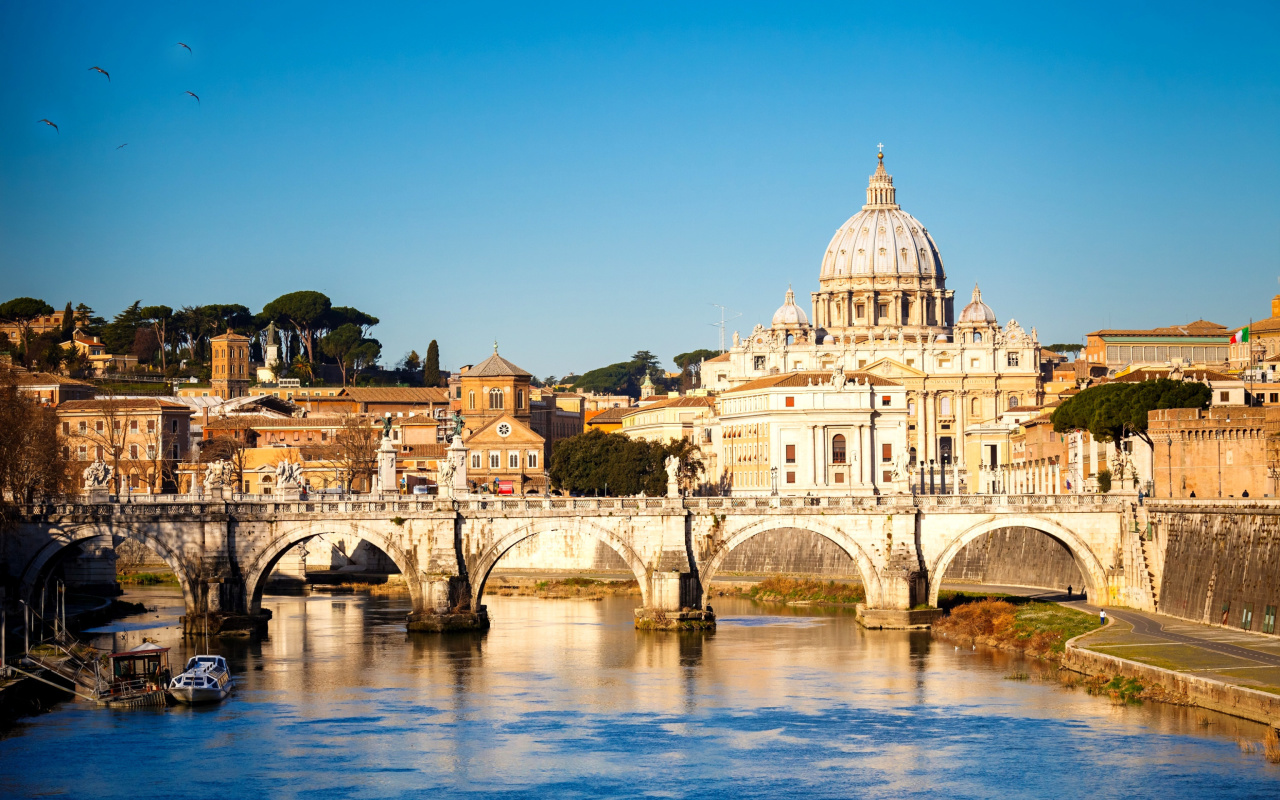 Обои Ponte Sant Angelo in Rome 1280x800