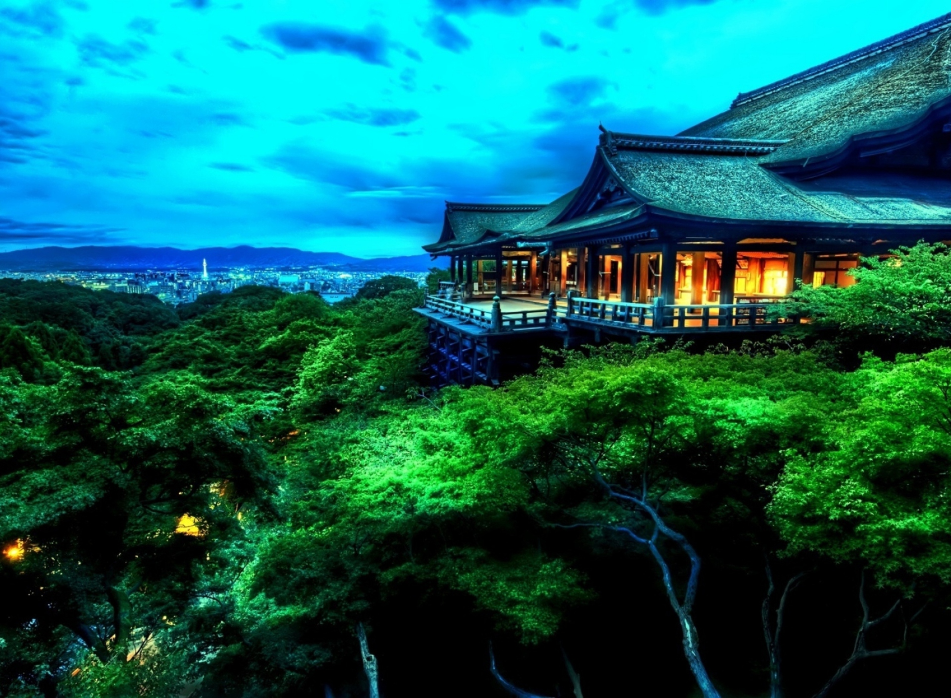 Temple Over Green Trees wallpaper 1920x1408