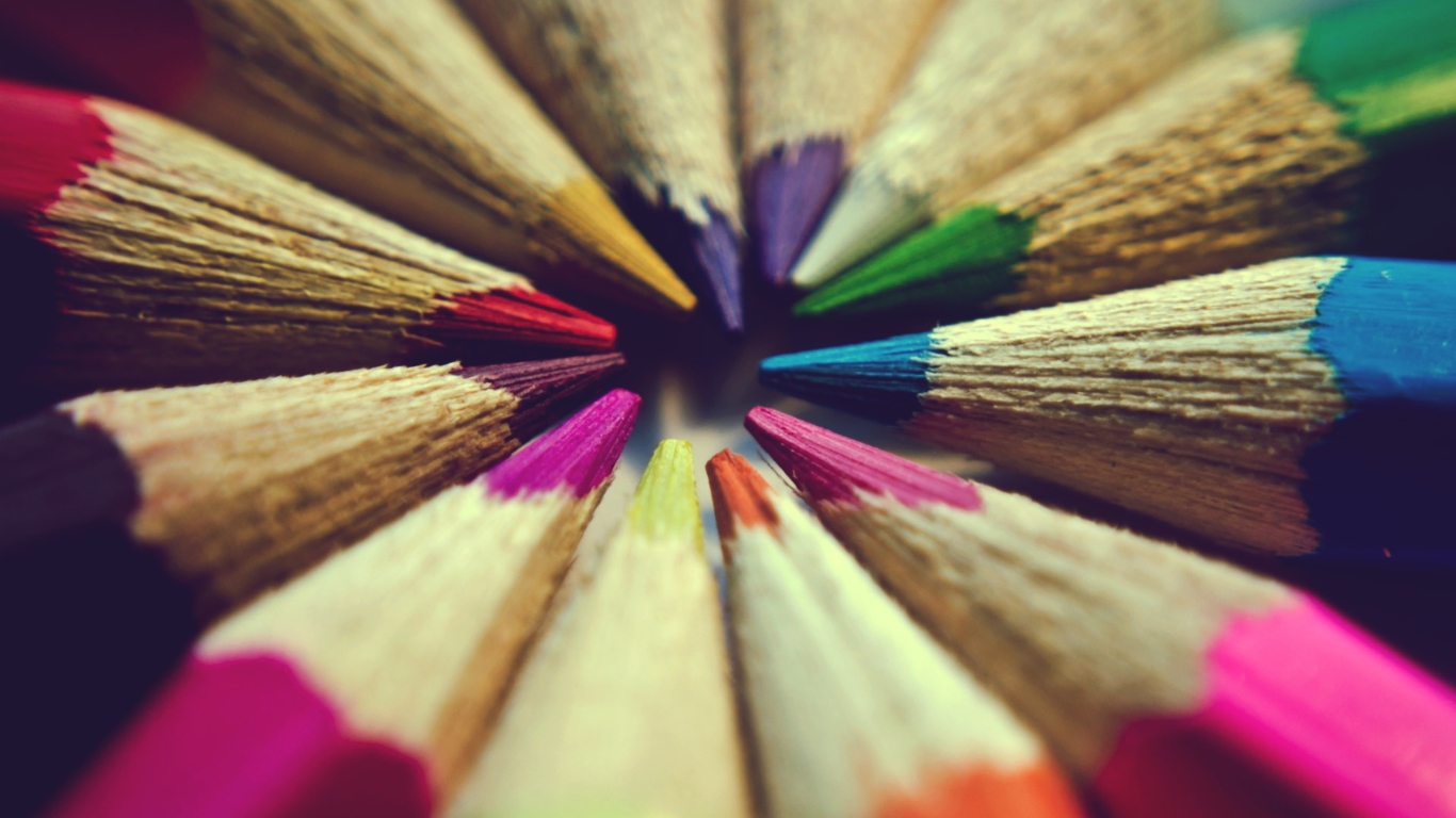 Bright Colors Of Pencils wallpaper 1366x768