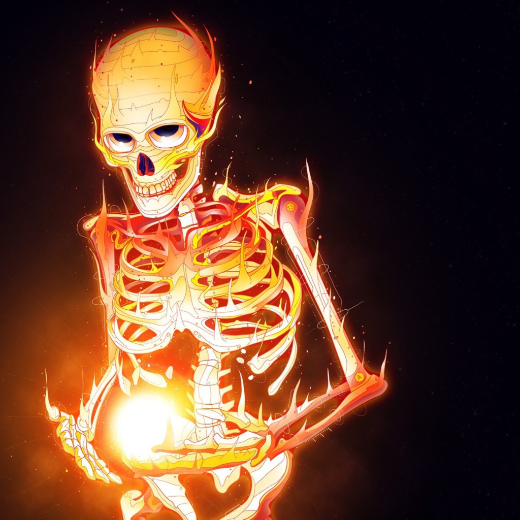 Fondo de pantalla Skeleton On Fire 1024x1024